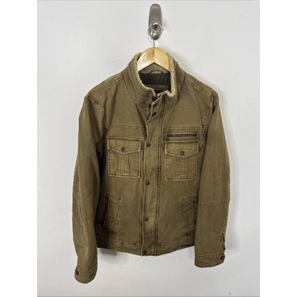 Levi’s Canvas Jacket Men S Khaki Pantina Military Cargo Utility - Picture 1 of 8